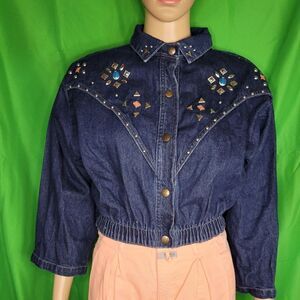 Vintage Dreams BUTTON DOWN CROP JACKET